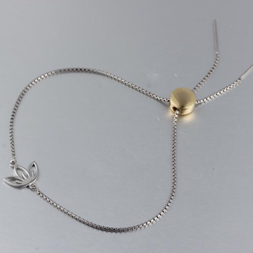 925 sterling silver lotus charm adjustable bracelet