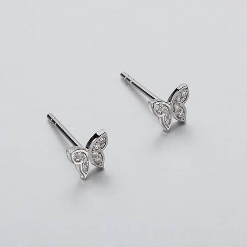925 sterling silver cz butterfly stud earrings