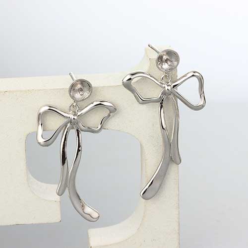 925 sterling silver bow pearl earring findings