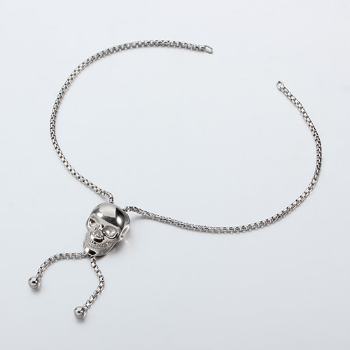 925 sterling silver skull adjustable bracelet