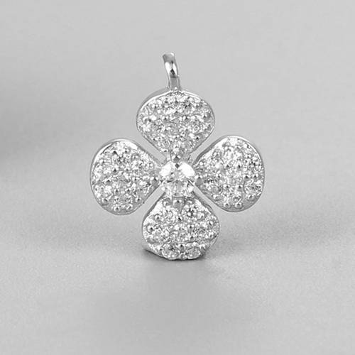 925 sterling silver cz four-leaf clover charm