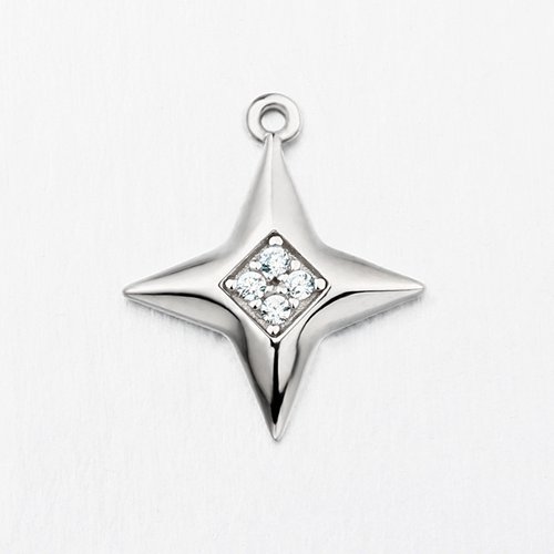925 sterling silver cz four-pointed star charm