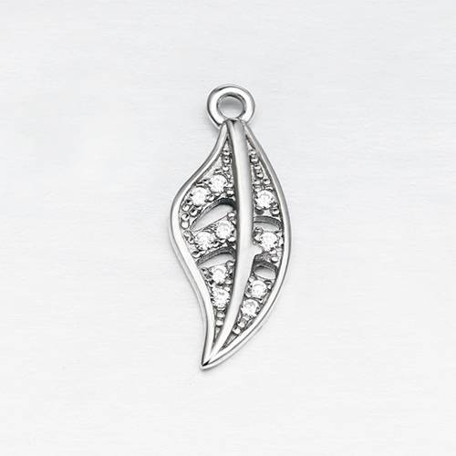 925 sterling silver cz leaf charm