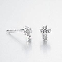 925 sterling silver cz cross stud earrings