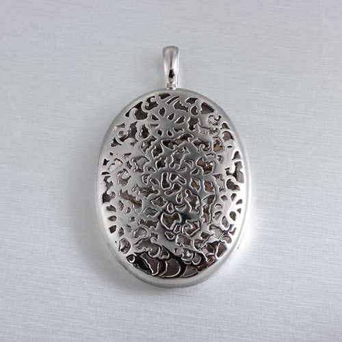 925 sterling silver double sides hollow oval locket