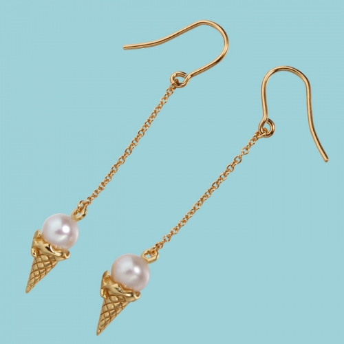 925 sterling silver pearl ice cream drop earrings