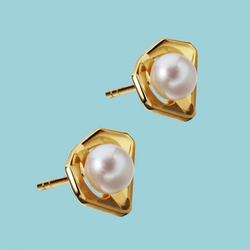 925 sterling silver diamond pearl stud earrings