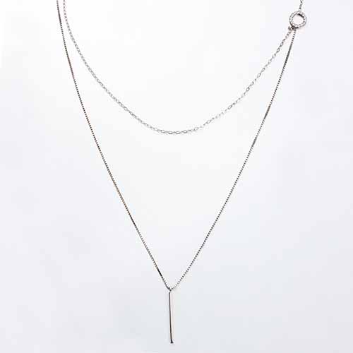 925 sterling silver cz double layered lariat necklaces