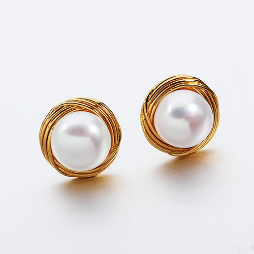 925 sterling silver round pearl earrings