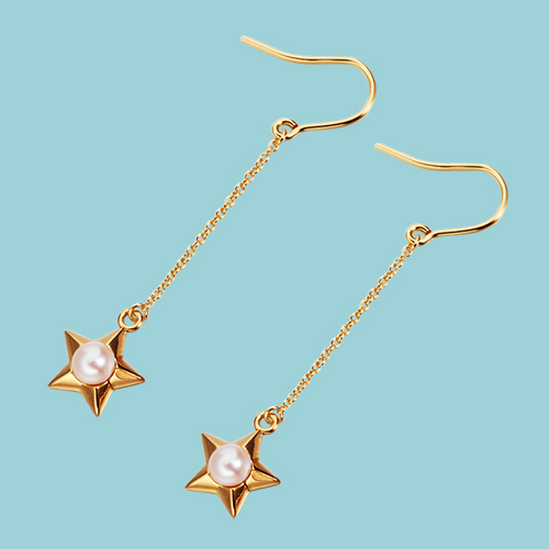 925 sterling silver pearl star drop earrings