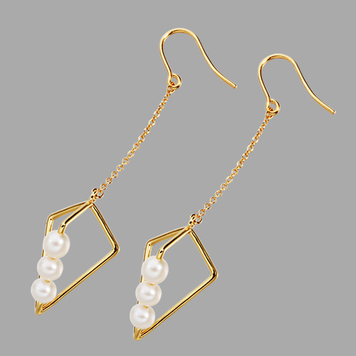925 sterling silver pearls geometry drop earrings