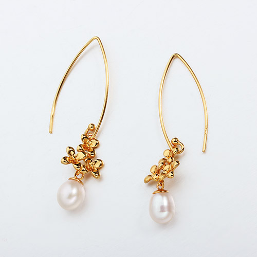 925 sterling silver flower pearl drop earrings