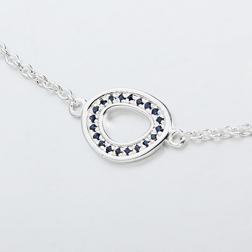 925 sterling silver gemstone round charm bracelet