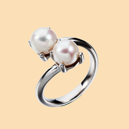 925 sterling silver double pearls rings