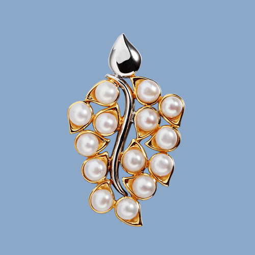 925 sterling silver pearls leaf pendant