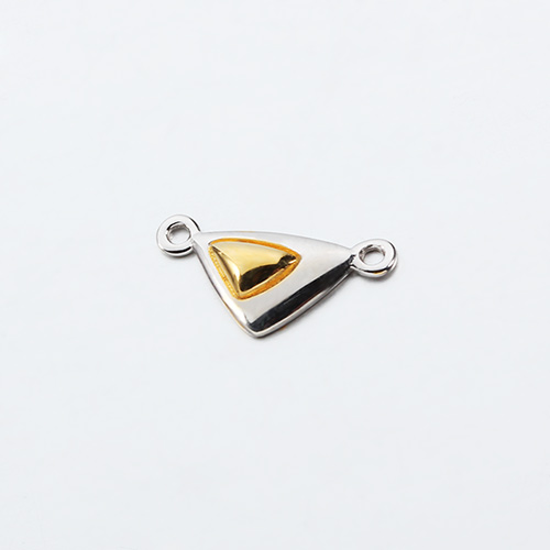 Two-tone 925 sterling silver triangle connector charms