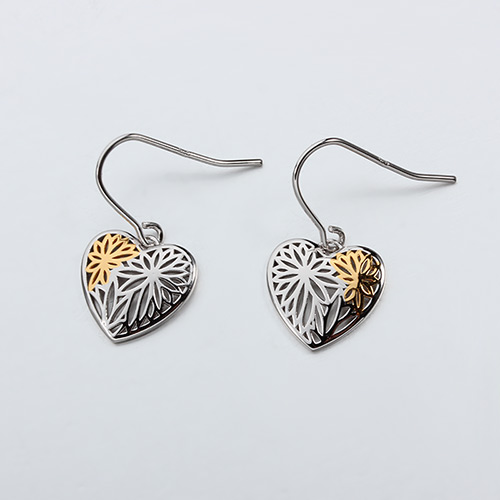 925 sterling silver heart hook earrings