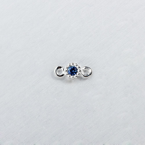 925 sterling silver gemstone round connector charm --3mm