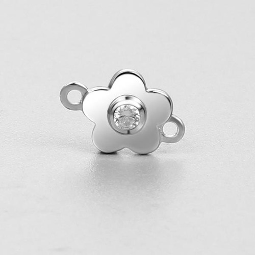 925 sterling silver cubic zirconia flower connectors