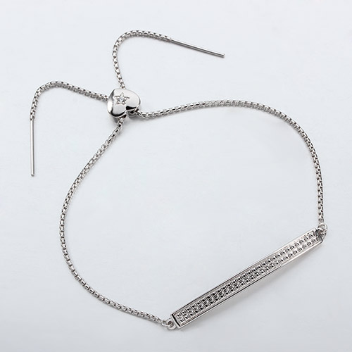 925 sterling silver rectangle heart sliding bead bracelet