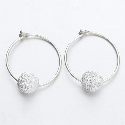 925 sterling silver minimalist stardust ball hoop earrings
