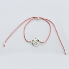 925 sterling silver flower slider cord bracelet