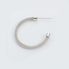 925 sterling silver mesh open hoop earrings