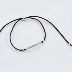 925 sterling silver cz bar cord bracelet