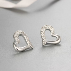 925 sterling silver crystal heart stud earrings