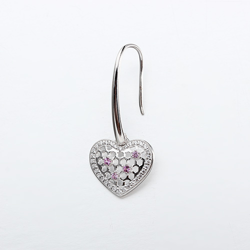 925 sterling silver cz stone heart earrings