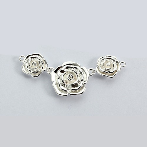 925 sterling silver three rose flowers connector charm