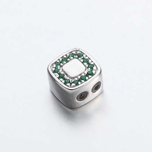 925 sterling silver cz square slider beads