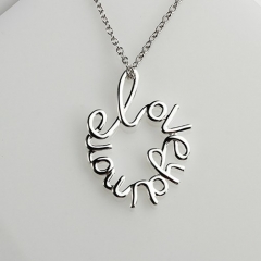 Sterling silver letter word LOVEYOUMORE pendant