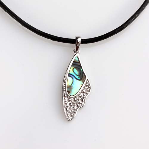 925 sterling silver abalone shell wing pendant
