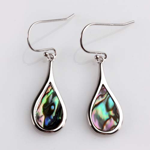 925 sterling silver abalone shell teardrop earrings