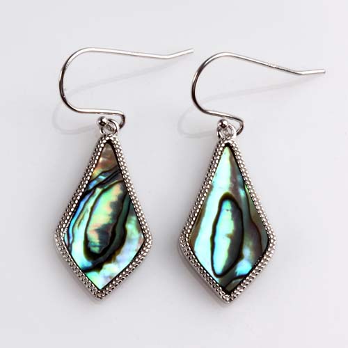 Sterling silver abalone shell geometric earrings