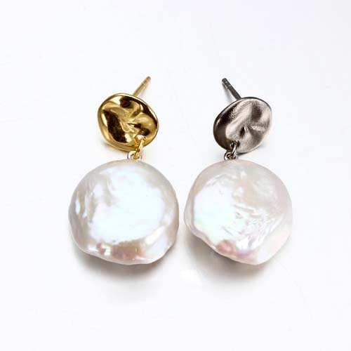 Sterling silver large baroque pearl earrings