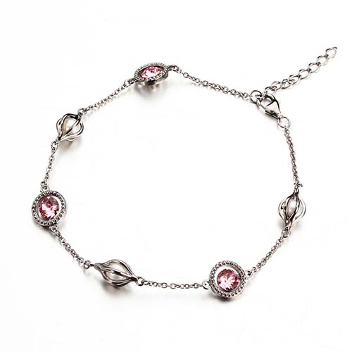 Crystal pearl 925 silver link bracelet wholesale