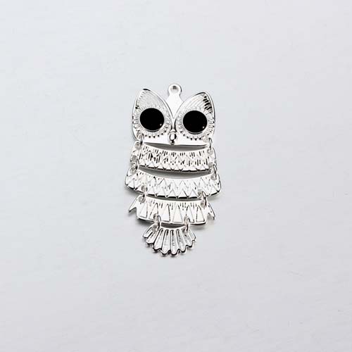 925 sterling silver enamel flexible owl charm