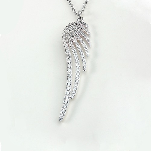 925 sterling silver cz pave angel wing charm