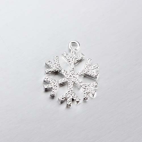 925 sterling silver hammered snowflake charms -18mm