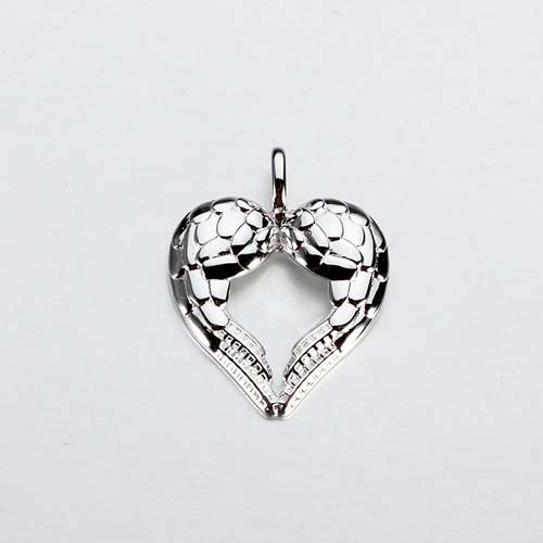 925 sterling silver heart shape wings charm