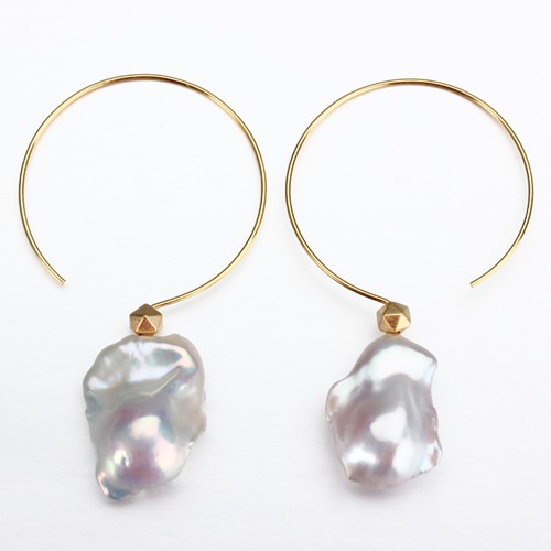 925 sterling silver large baroque pearl wire earrings