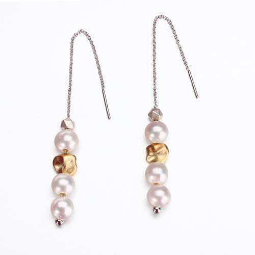925 sterling silver beaded pearl wire earrings