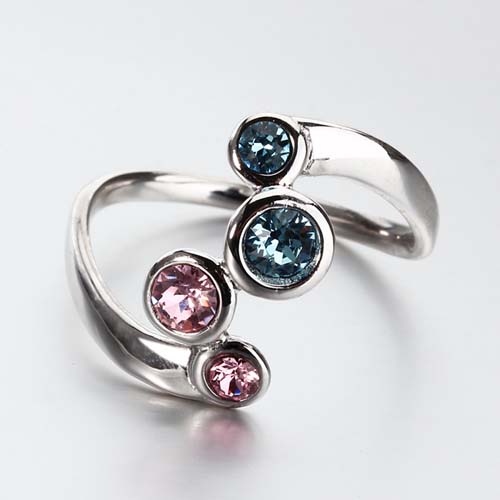 S925 silver multi color crystal trendy ring