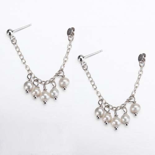 925 sterling silver pearls earrings with butterfly