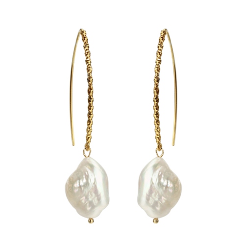 925 sterling silver baroque pearl wire earrings