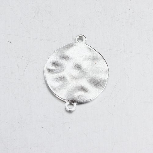 Sterling silver hammered disc charm connector 18mm