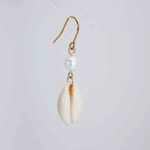 925 sterling silver freshwater pearl with shell hook earrings