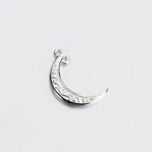 Sterling silver 925 hot-selling scythe moon charms with patterns